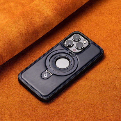 Leather Phone Case With MagSafe Bracket and Stand for iPhone 12 to 16 Pro Max