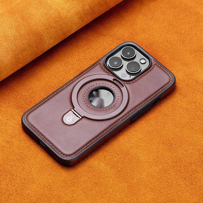 Leather Phone Case With MagSafe Bracket and Stand for iPhone 12 to 16 Pro Max